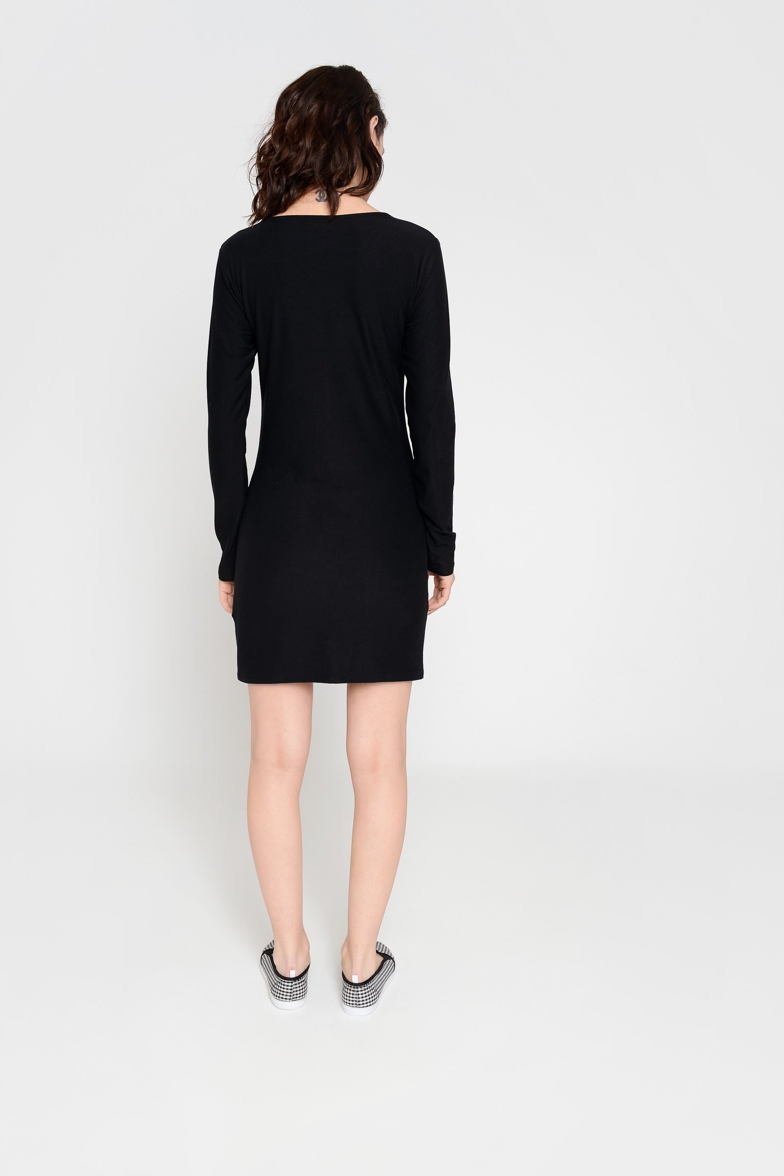 long sleeve bodycon dress with sleeves Unveiling My Story Black Mesh Bodycon Mini Dress