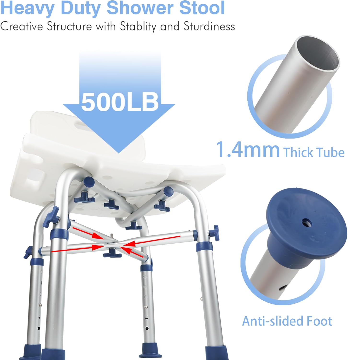 Heavy Duty Shower Stool Stability Features