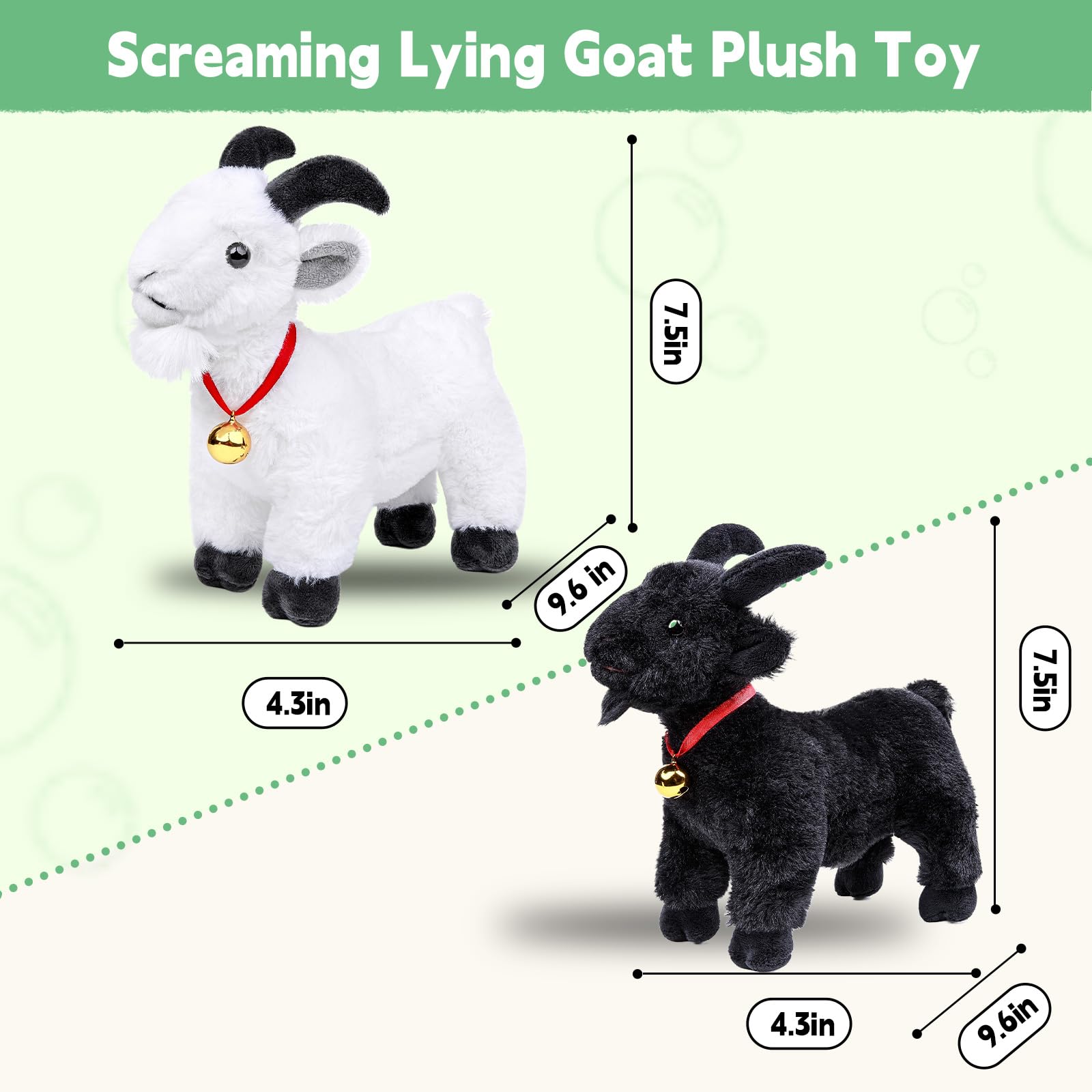 RLOMUTE 11.8" Standing White Goat with Bell Toy Stuffed Animal Cute Soft Makes Funny Screaming Goat Sounds Stress Relief Funny Gag Gift for Friends Coworkers (White Standing) - Image 3