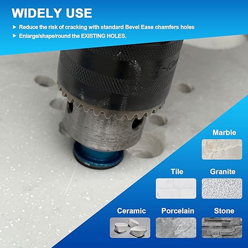 Miniatura 3 de Brocas biseladoras de diamantes, brocas avellanadas de diamante, 45 pulgadas (0.787 in), ampliación, pulido, agujeros exsit para azulejos de