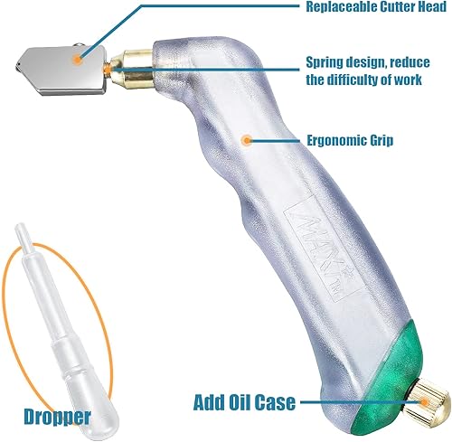 Miniatura 8 de NewShark Cortador de vidrio con empuñadura de pistola (0.079-0.787 pulgadas), agarre ergonómico, herramientas de corte de vidrio de carburo de