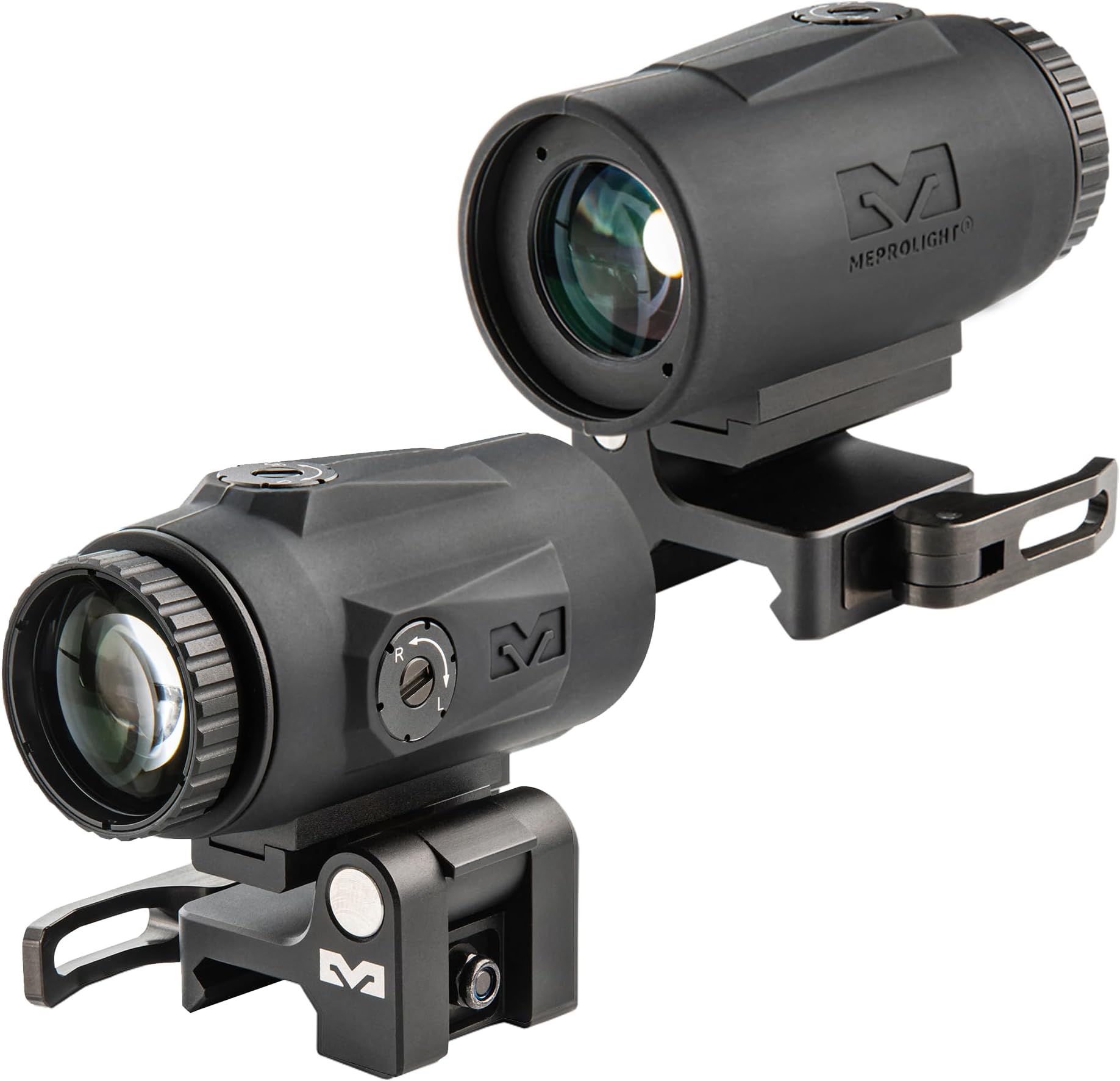 Mepro MMX4 Red Dot Magnifier 3X Micro Lightweight, Compact, Weatherproof Magnifier Scope, Flip to Slide Mount, 2 Rubber Covers, No Battery Needed