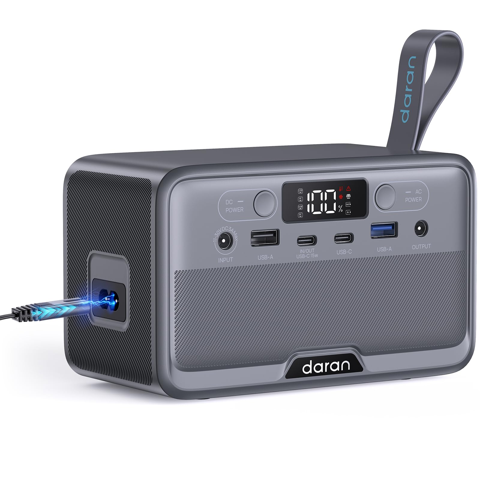Estación de energía portátil 89,6 Wh batería LiFePO4, power bank solar 100 W pico, cargador con toma de corriente y carga rápida PD para hogar, camping y actividades al aire libre (gris)