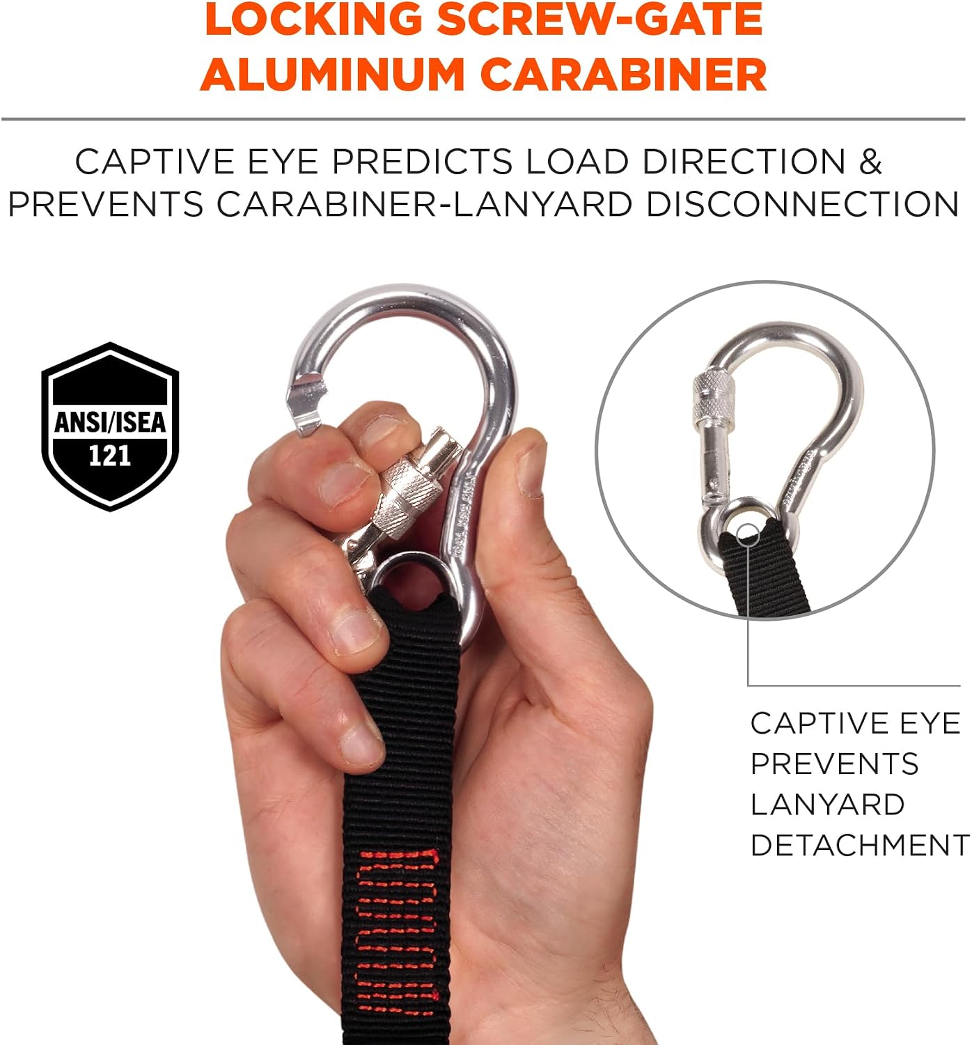 Ergodyne Squids 3105 Tool Lanyard with Aluminum Screw Lock Carabiner, Tool Weight Capacity 15lbs