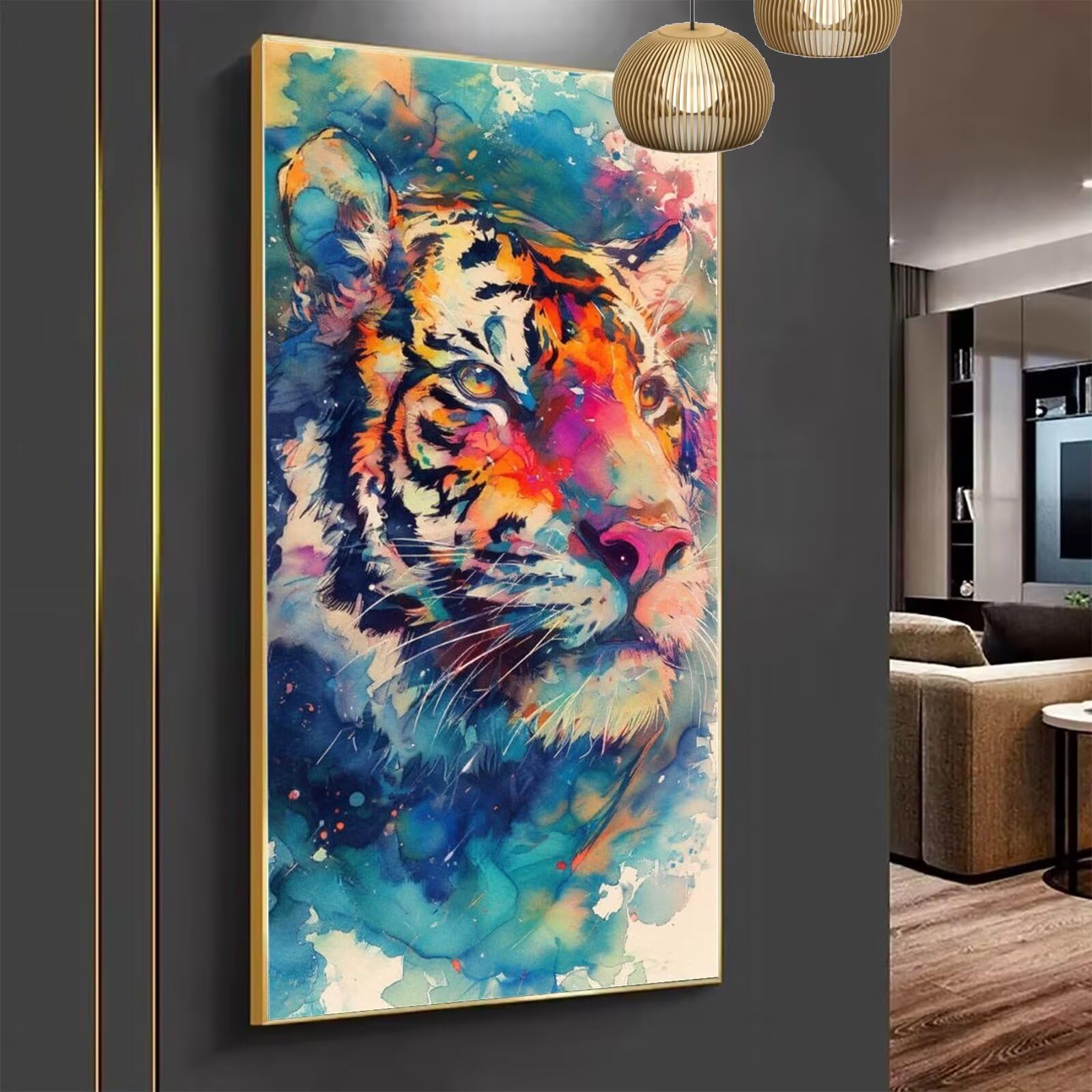 Peinture Numero Adulte Tigre Peinture Par NuméRos Grand Format Animal Loisirs CréAtifs Adultes Enfant DIY NuméRo D'Art Complet Kit DéButants ,Cadeau GarçOns Filles 3+ Ans, Sans Cadre 60x120cm M-1061