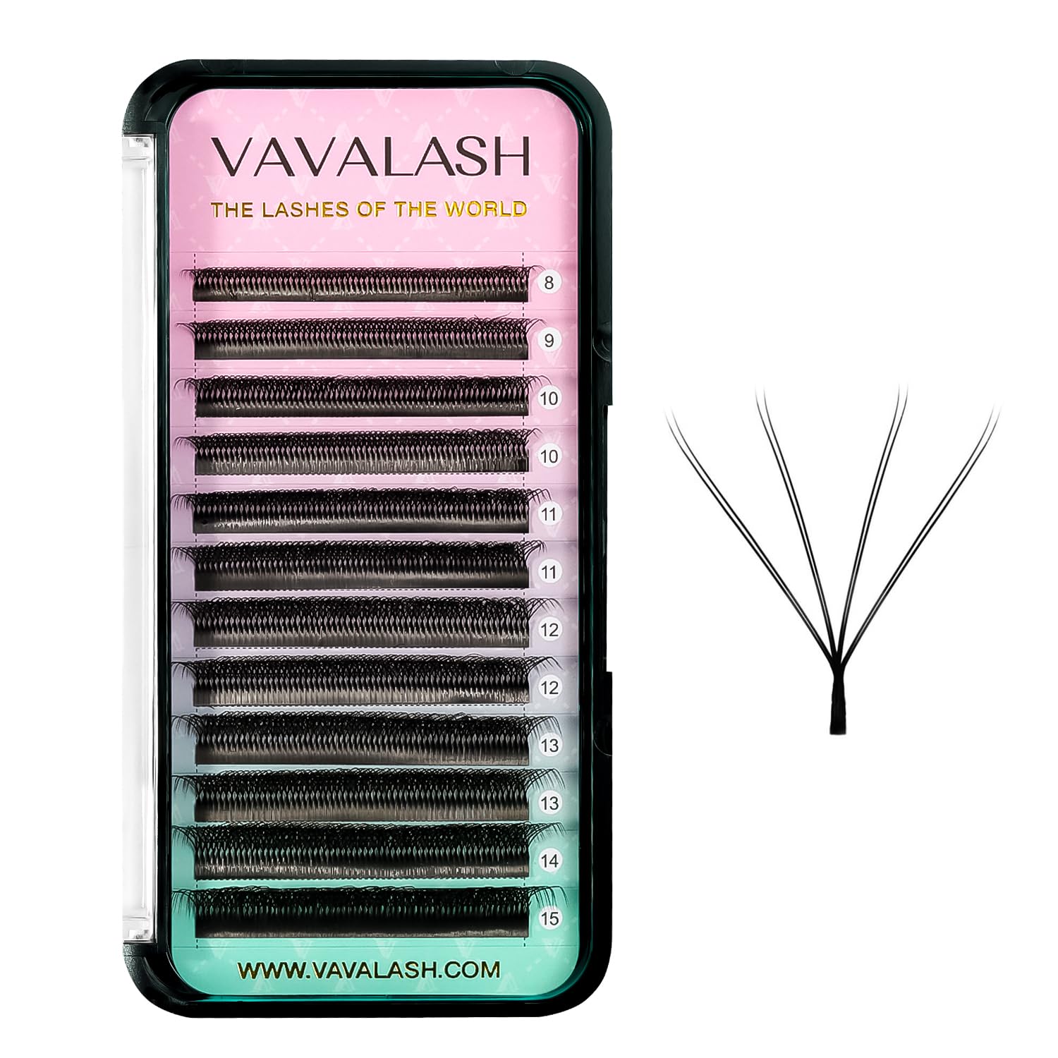 VAVALASH 4D Double Tips W Shape Eyelash Extension 4D WW Premade Fans 0.07 C Curl Volume Lash Extensions Easy Fanning False Lashes Matte Black Volume