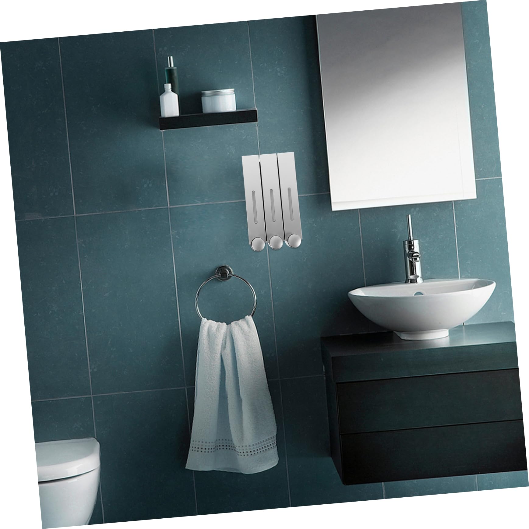 Dispensador de Jabón de Pared de 3 Cámaras, Triple Cabezal, Plata