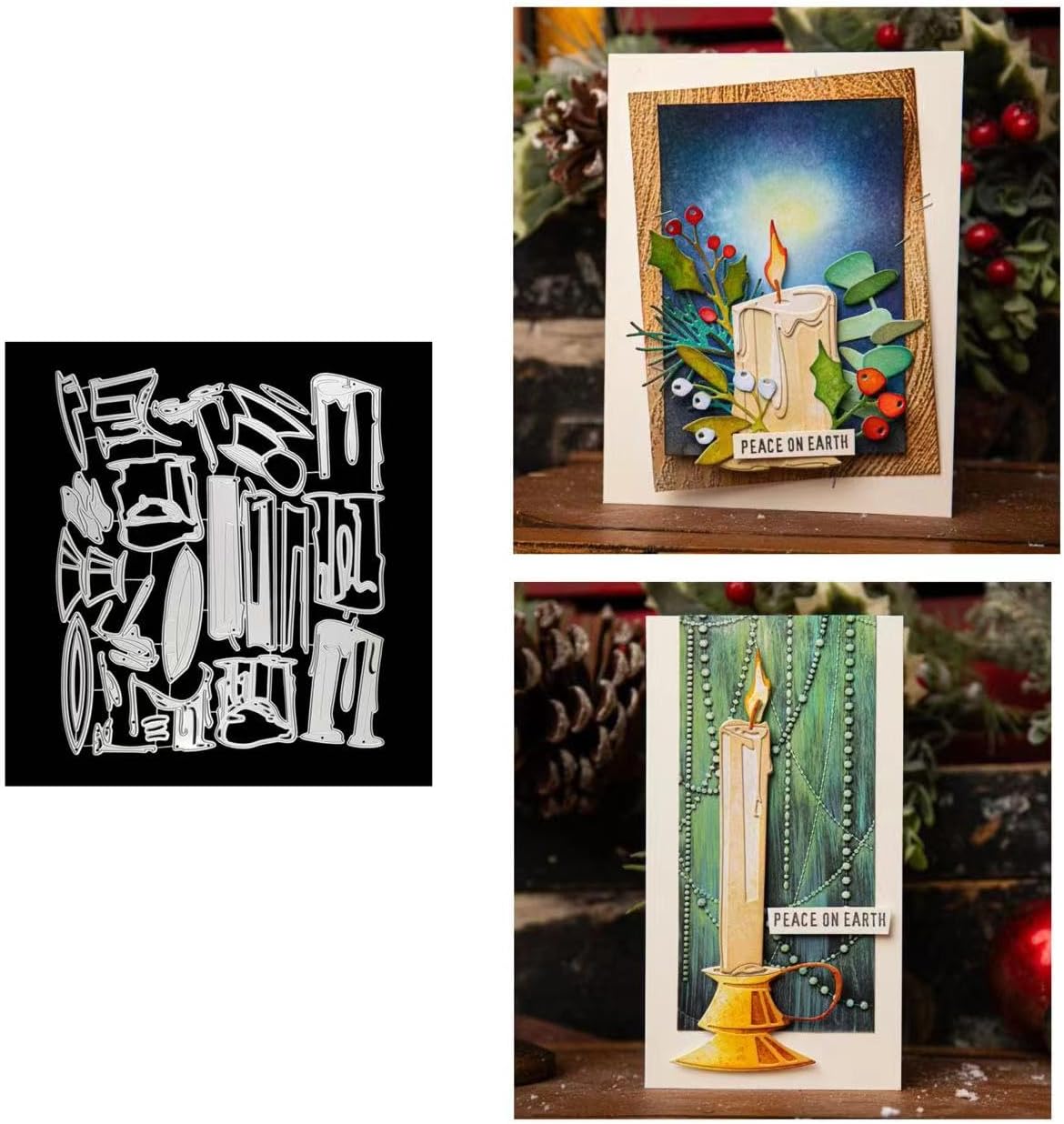 JIHFOHHA Christmas Candle Cutting Die Christmas