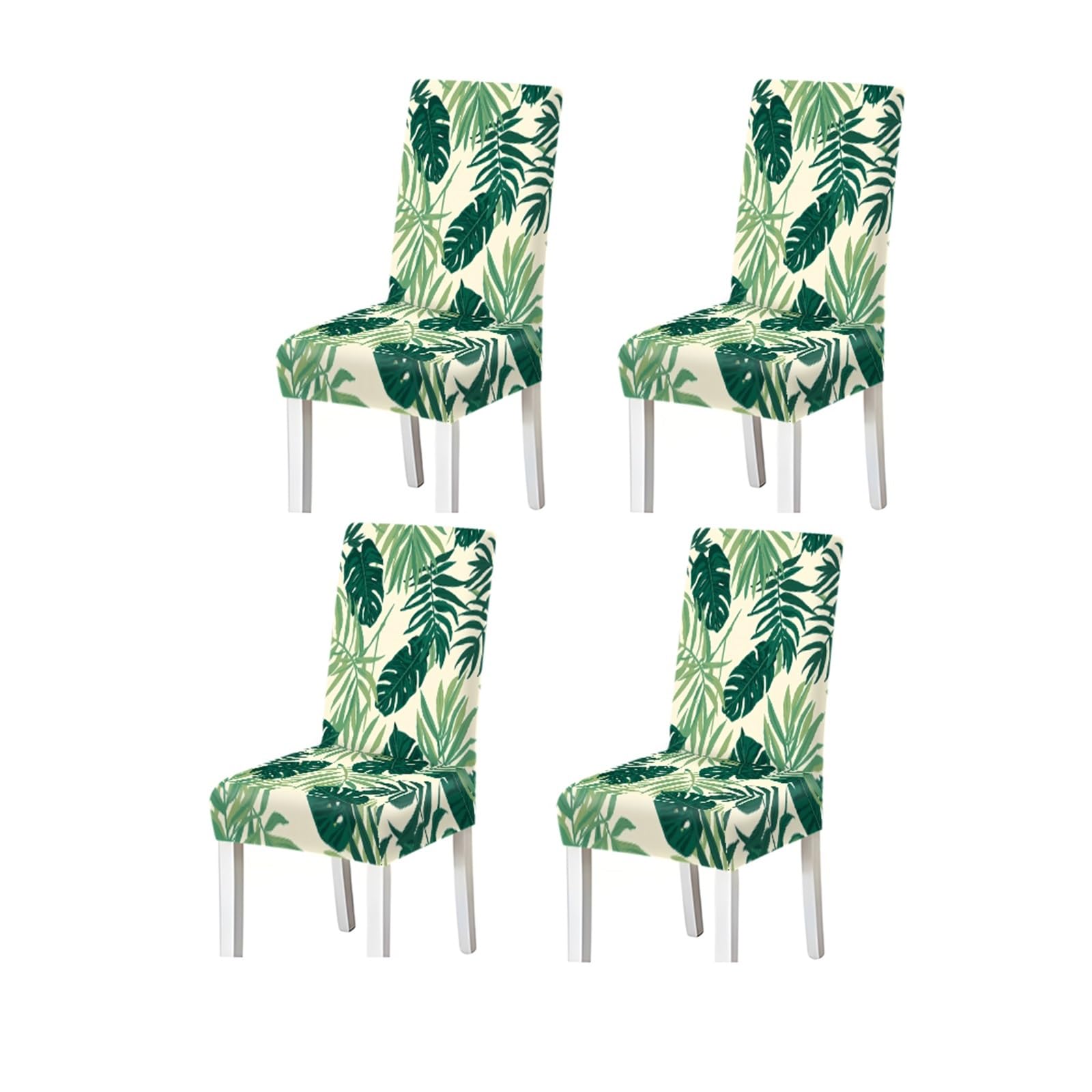 FZJKGH Tropical Monstera Leaf Pattern Print Dining Chair Covers Set Of 2/4/6, Stretch Slipcovers For Kitchen Dining Room Removable Stretch Slipcovers for Dining Chairs(4PCSChair cover)