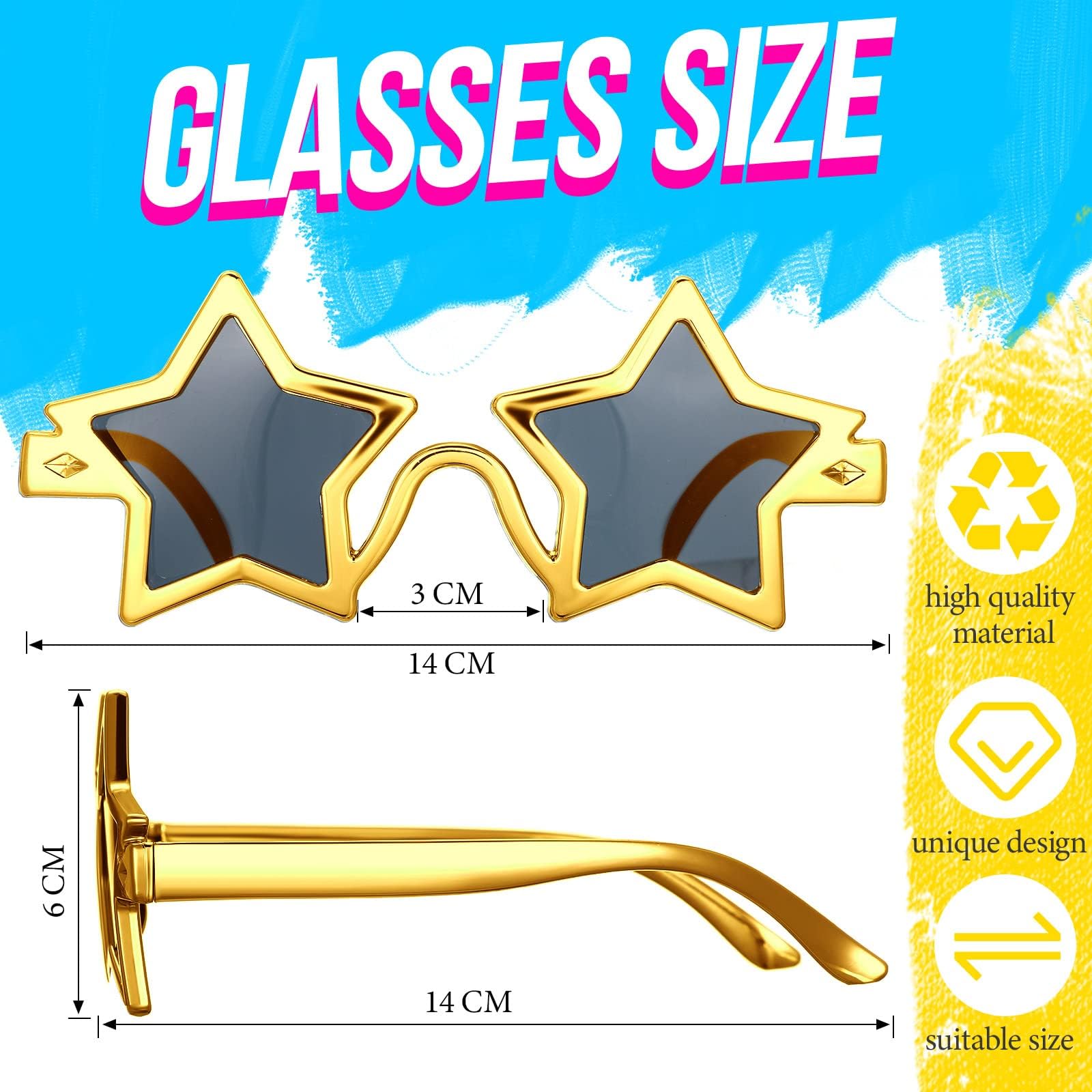 Generisch Star Shape Sonnenbrille: Neuheit Star Gläser, Funky Party Pentagramm Gläser für Graduation Party Fotos Requisiten Rahmen Fancy Brillen