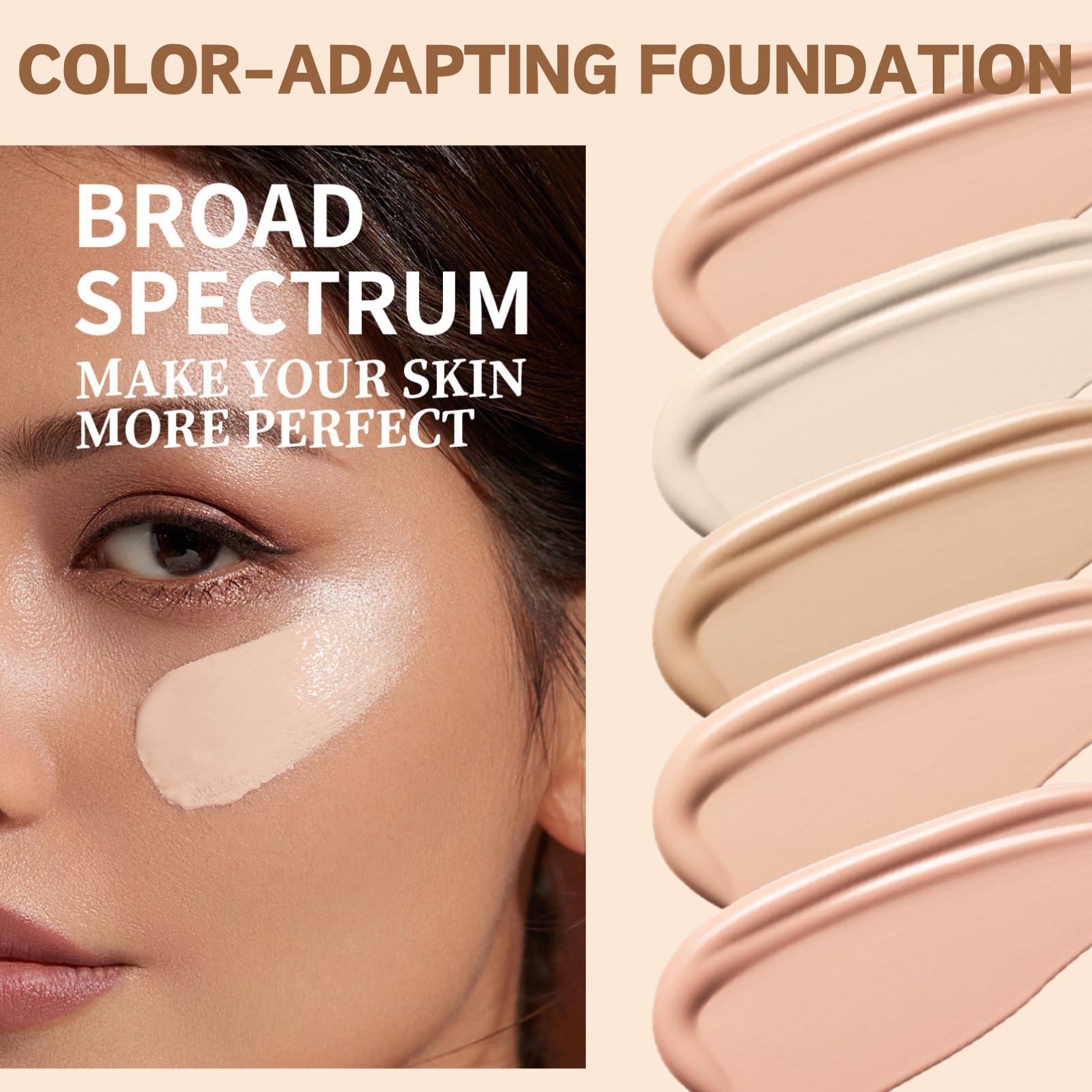 4-in-1 Colour Changing Foundation with SPF50, Full Coverage Liquid Makeup for Mature Skin - Image 2