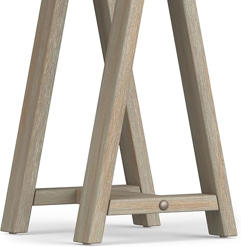 Miniatura 163 de SIMPLIHOME Sawhorse - Mesita de noche de madera maciza de 24 pulgadas de ancho, moderna, industrial, color gris envejecido, para sala de estar y