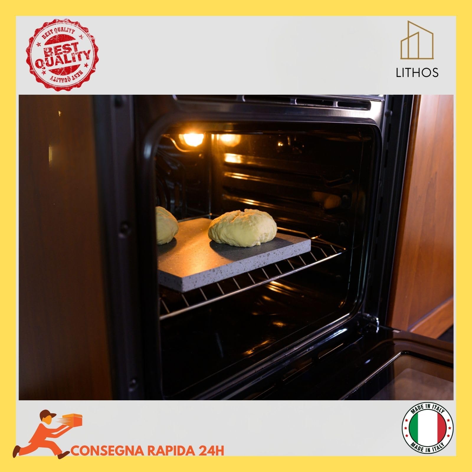 Plato de Piedra Volcánica Refractaria para Horno y Barbacoa, 39 x 35 cm, 2 cm de Grosor, Pulido Liso