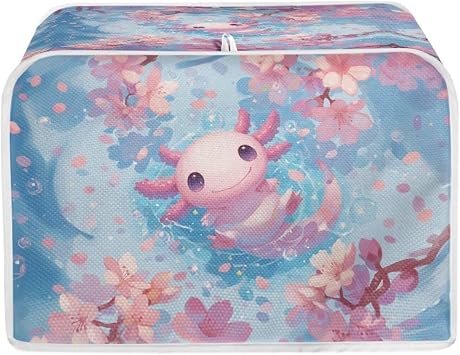 Xoenoiee Axolotl Cherry Blossom Pattern Toasters Cover Bread Maker Covers Kitchen Small Appliance Dust-Cover Kitchen Accessories for Toaster Oven for 2 Slice