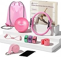Vista 1 de Home Pilates Ring and Ball Set for Women with 5 Resistance Bands 13 inch Magic Circle Workout Starter Kit for Beginners Full Body Toning 15 Min