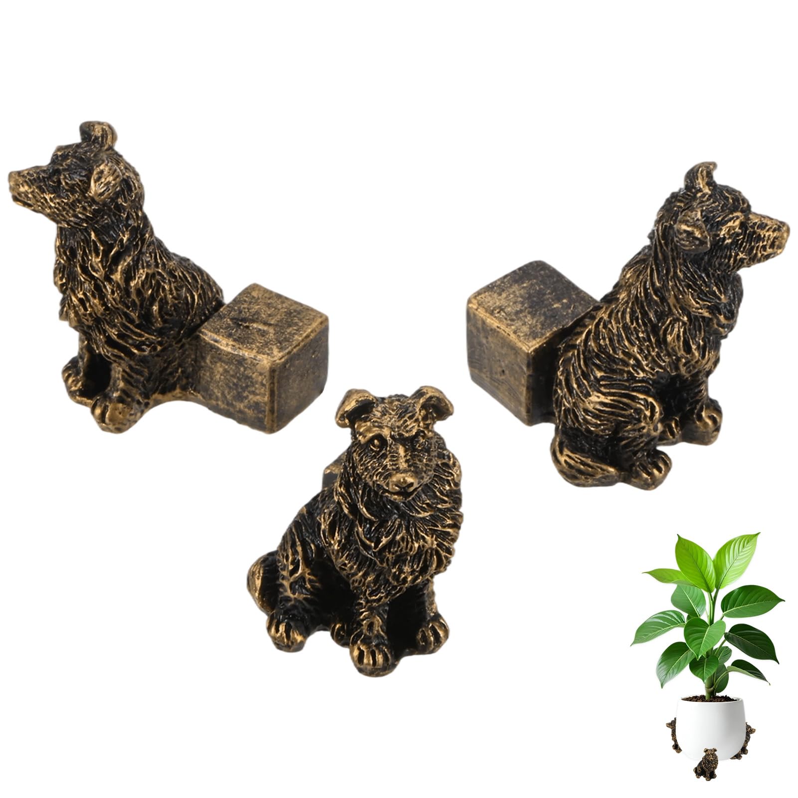 Supports de plantes en résine marron doré pour pot de fleurs élégant
