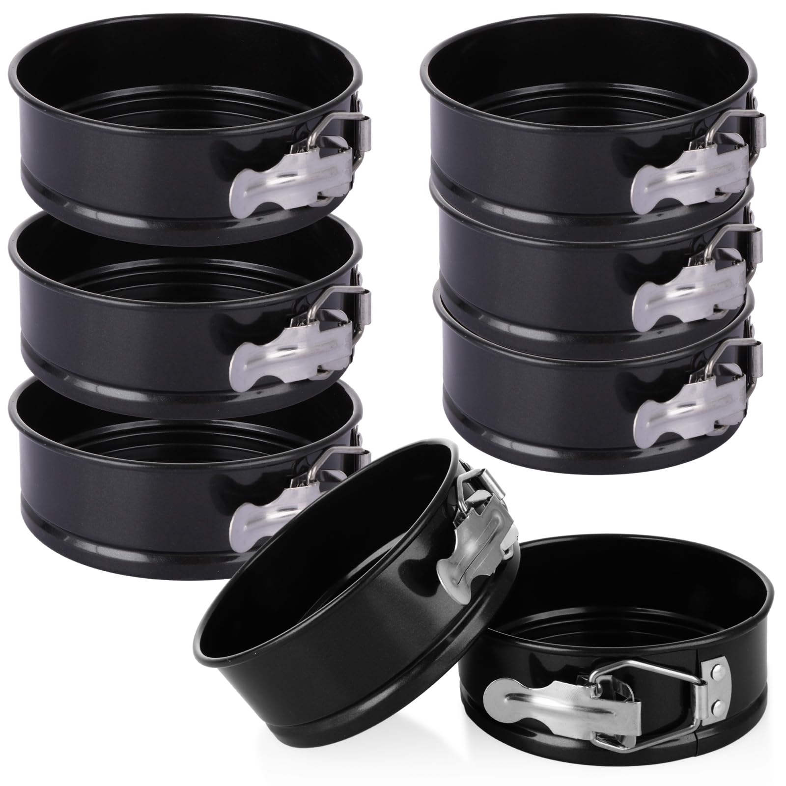 Lot de 8 mini moules à gâteau pour la cuisson, 10,2 cm avec fond amovible, petits moules à gâteau au fromage antiadhésifs pour tarte, cheesecake, pizzas, quiches