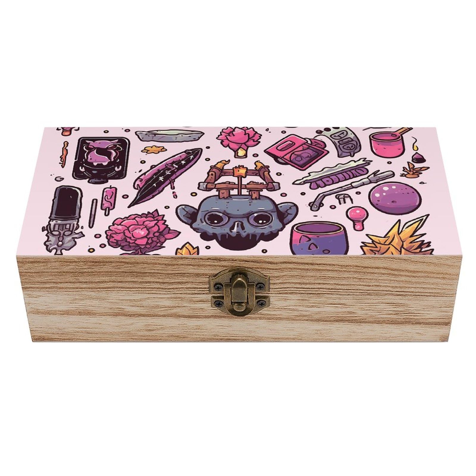 NTVOWPZO Wooden Storage Box Various Graffiti Wood Gift Box with Hinged Lid Vintage Decorative Boxes Jewelry Memory Box for Jewelry Art Hobbies Home Storage Treasure Keepsake Gift