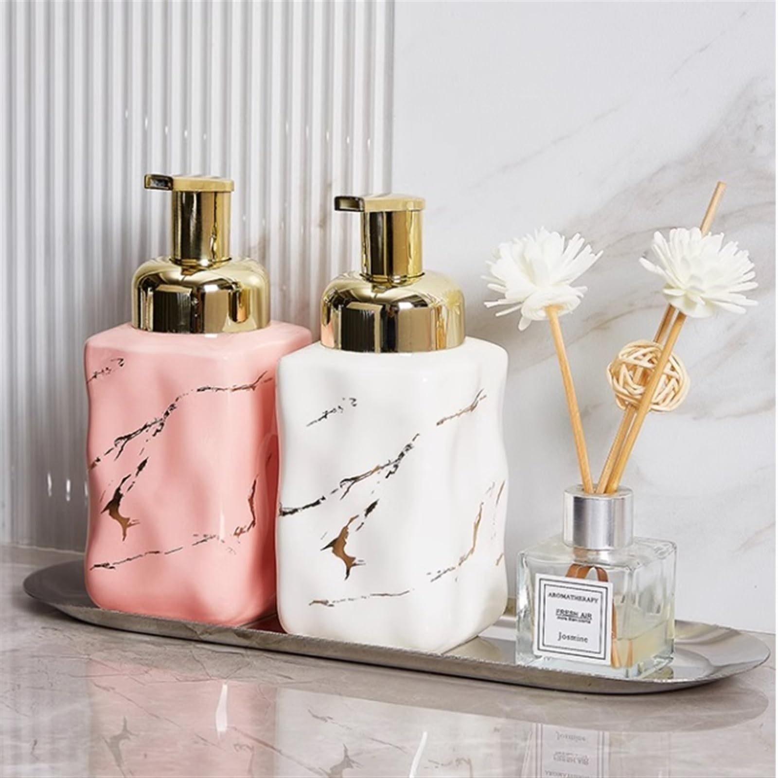 Duschspender, 12,2 oz Keramik-Seifenspender, quadratisch, nachfüllbar, Lotion, Hand- und Schalenspender für Küchenspüle, Badezimmer, Dusche (schwarz)