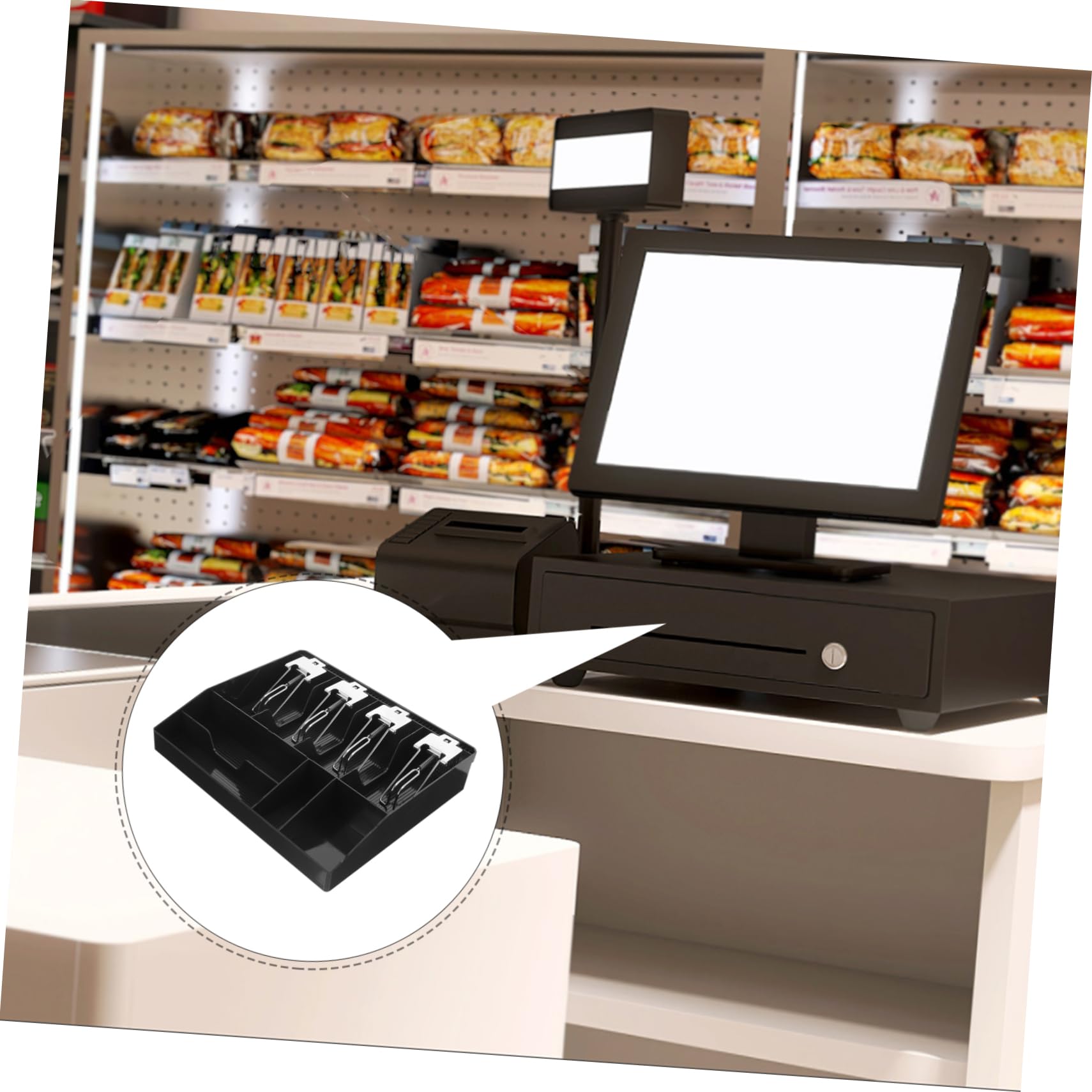 Generisch Kasse Geld Tablett Kassierer registriert Slot Stand Karte money organizer money clip money box portemonnaie clip moneybox Ladenregister bis Schubladeneinsatz Münzfach Plastik Black