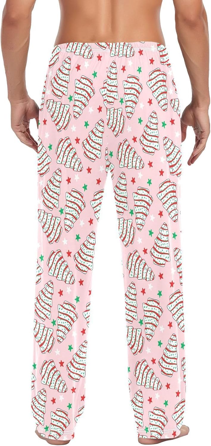 Pink Christmas Tree Cake Pajamas for Men Cotton Stars Lightweight Men's Pajama Bottoms Mens Sweatpants Sleepwear Night Pants for Men X-Large - Image 4