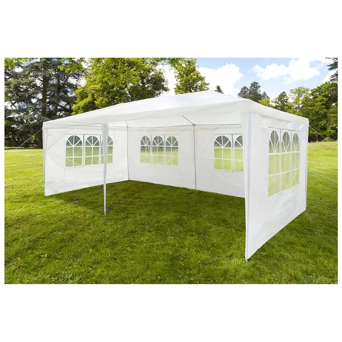 Acomoda Textil - Cenador Blanco Desmontable de Fácil Instalación y Transporte 3x6 Metros. Carpa Jardín para Camping y Fiestas de Exterior, Resistente al Sol, Estable y Duradero.