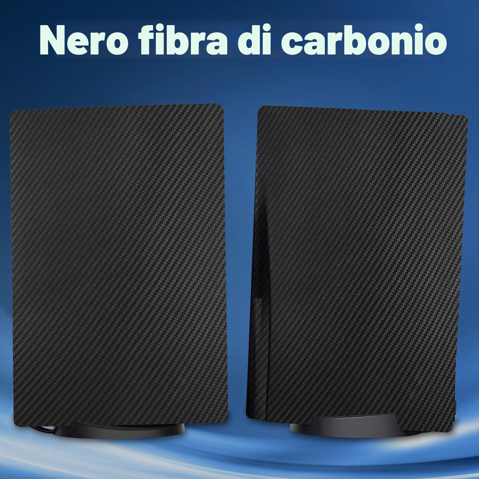 Placche di copertura per console PS5 Disc Edition, accessori per Playstation 5 (fibra di carbonio nero)
