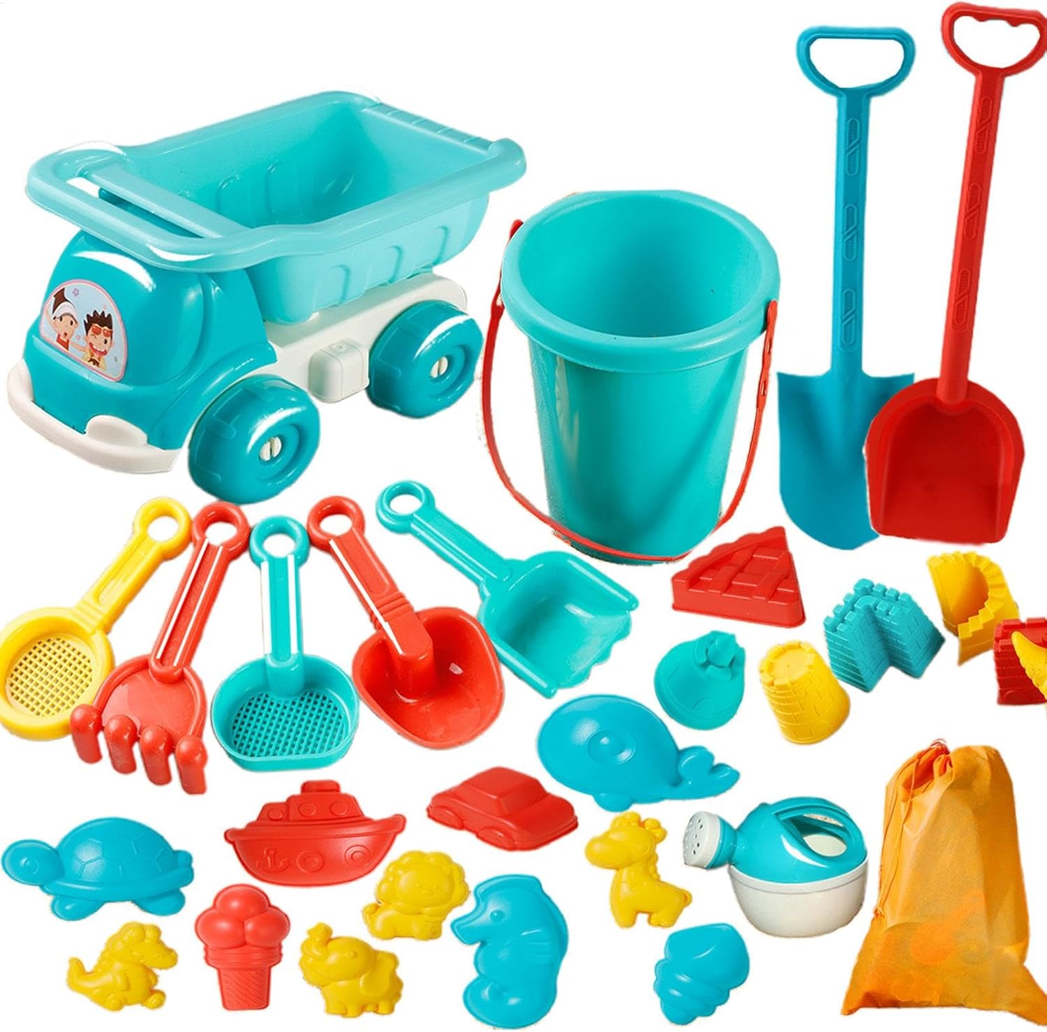 Beach Toys, Beach Toys | Summer Toys 29 Pieces, Storage, Shovels, Watering Can, Portable Bucket, Rake, Molds for Kids 3