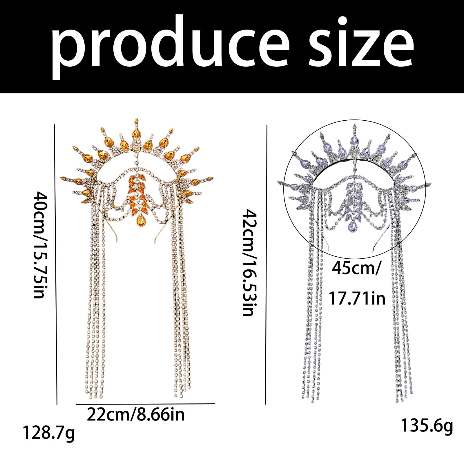 Fascia per capelli con strass scintillanti, decorazione per gli appassionati di moda, elegante accessorio per capelli per feste e celebrazioni, fascia per capelli con strass scintillanti con nappe