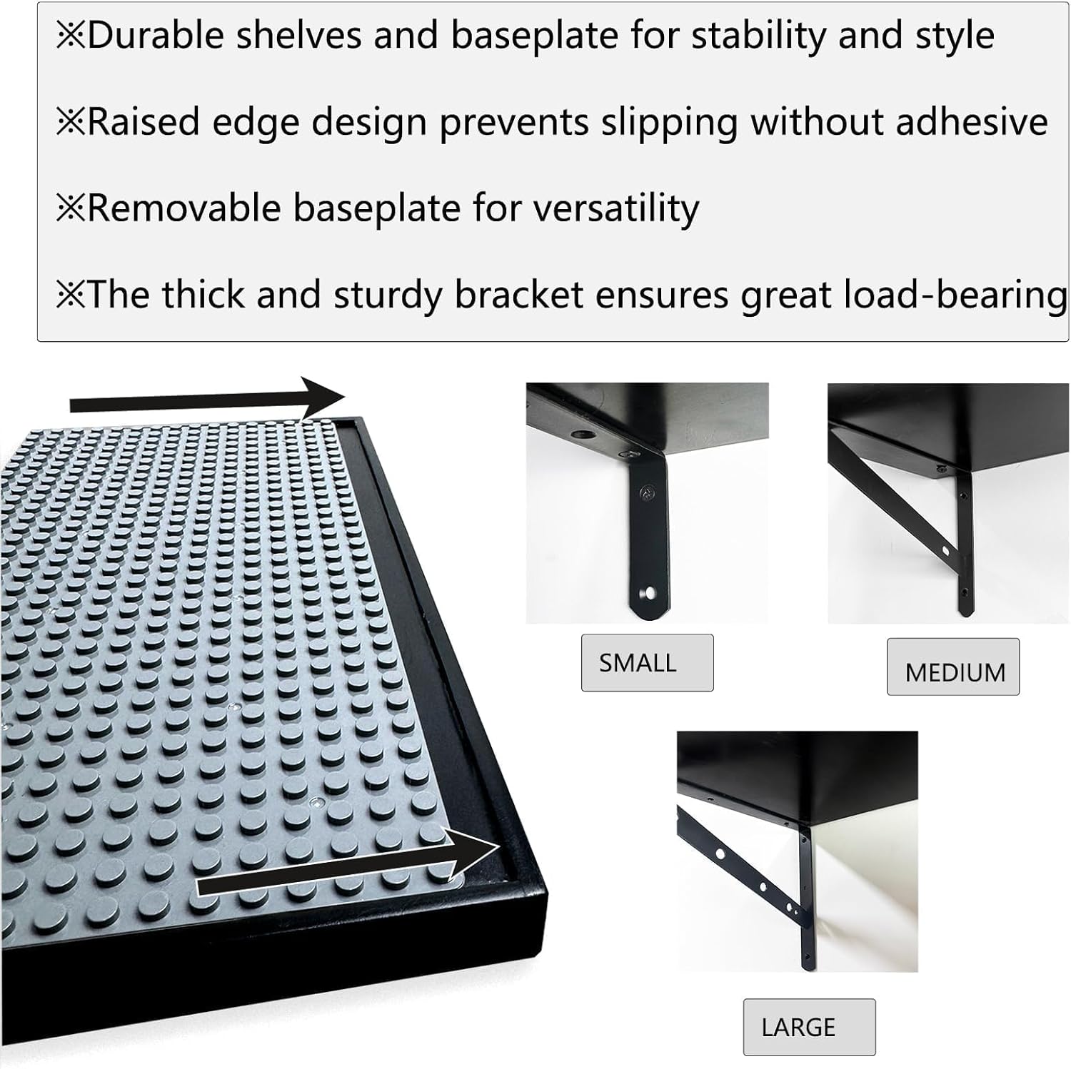 Heavy-Duty Wall Mount for Large Lego Sets Wooden Floating Display Shelf for Building Bricks – 50×50 Stud Baseplate, Ultra-Strong Metal Display Holder for UCS & Big Creations