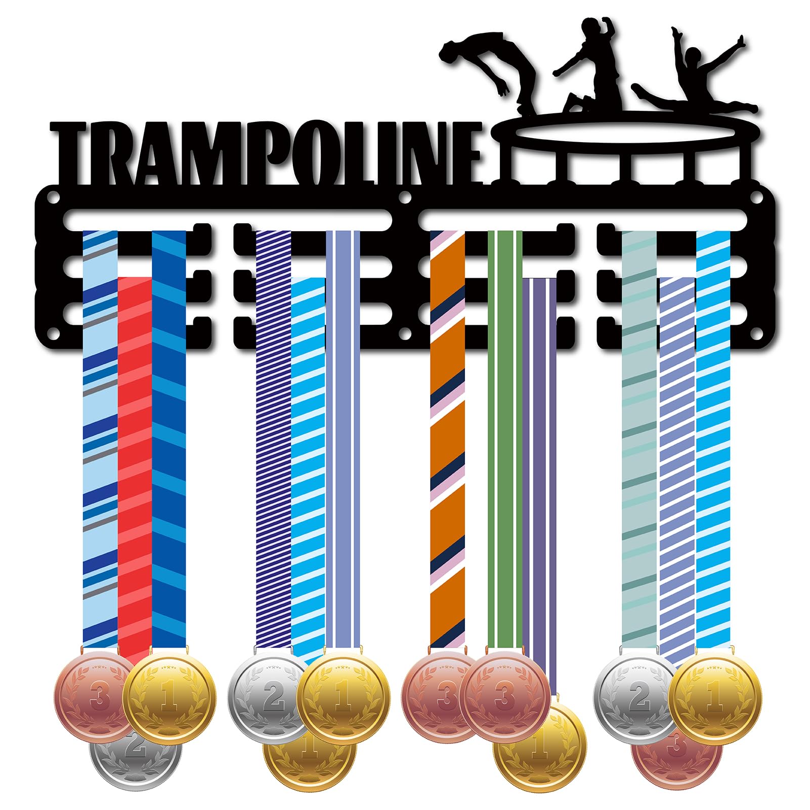 CREATCABINTrampoline Medal Holder Display Medal Hangers Rack Sports Metal Hanging Awards Iron Small Mount Decor Awards for Men Women Wall Home Badge Race Gymnastics Medalist Black 11.4 x 5.1 Inch