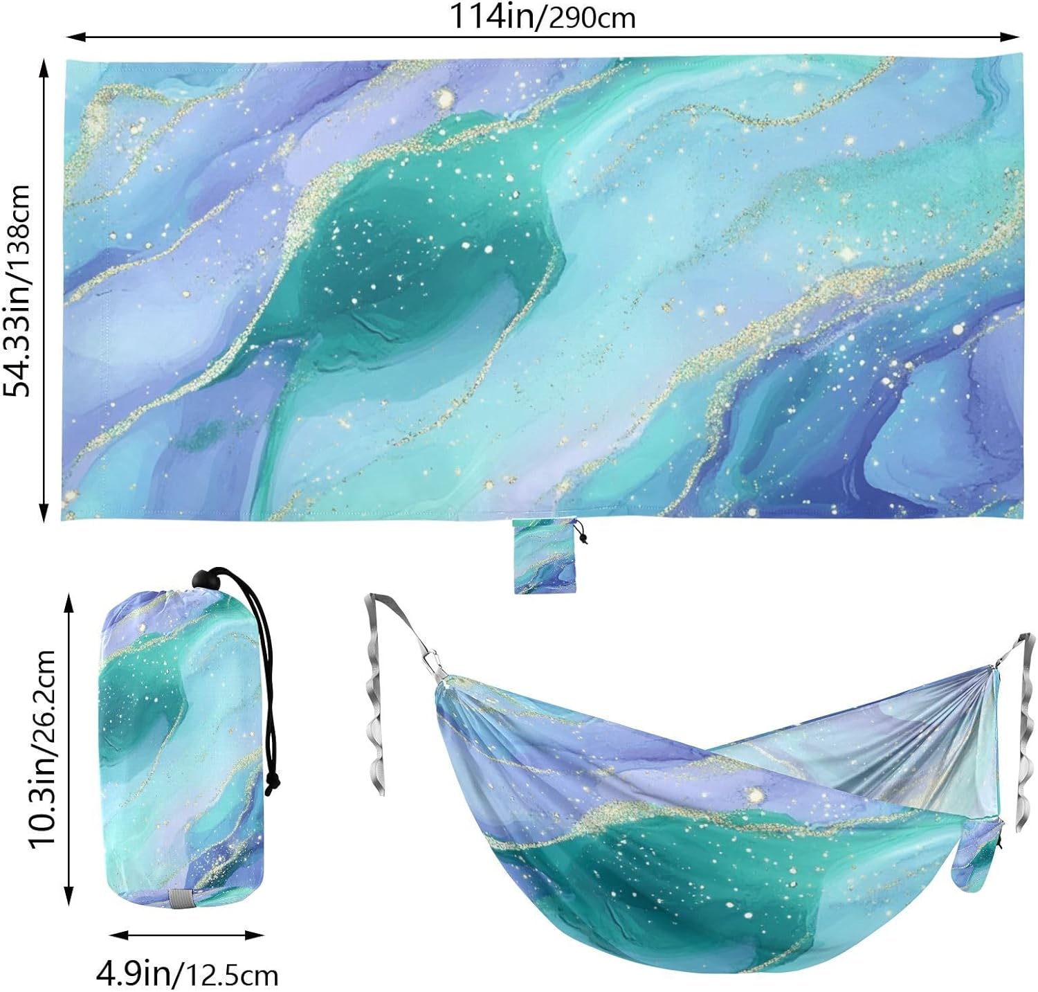 Purple Blue Galaxy Starry Waves Hammocks Tree Hammock for Outside Camping Essentials