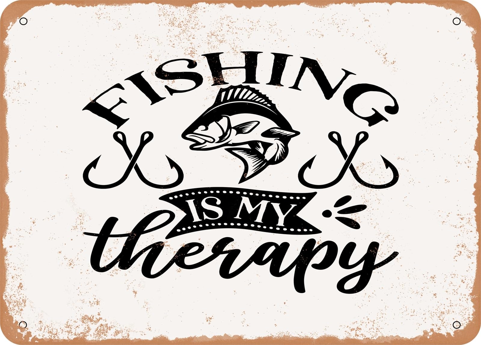 Miaomansenstore Metal Sign - Fishing Is My Therapy - Vintage Look Sign Home Decor