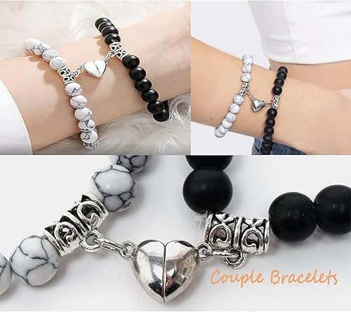 Miniatura 5 de Pulseras a juego para parejas, pulseras para parejas de novios, pulseras para parejas de larga distancia, pulsera de promesa de relación para él y