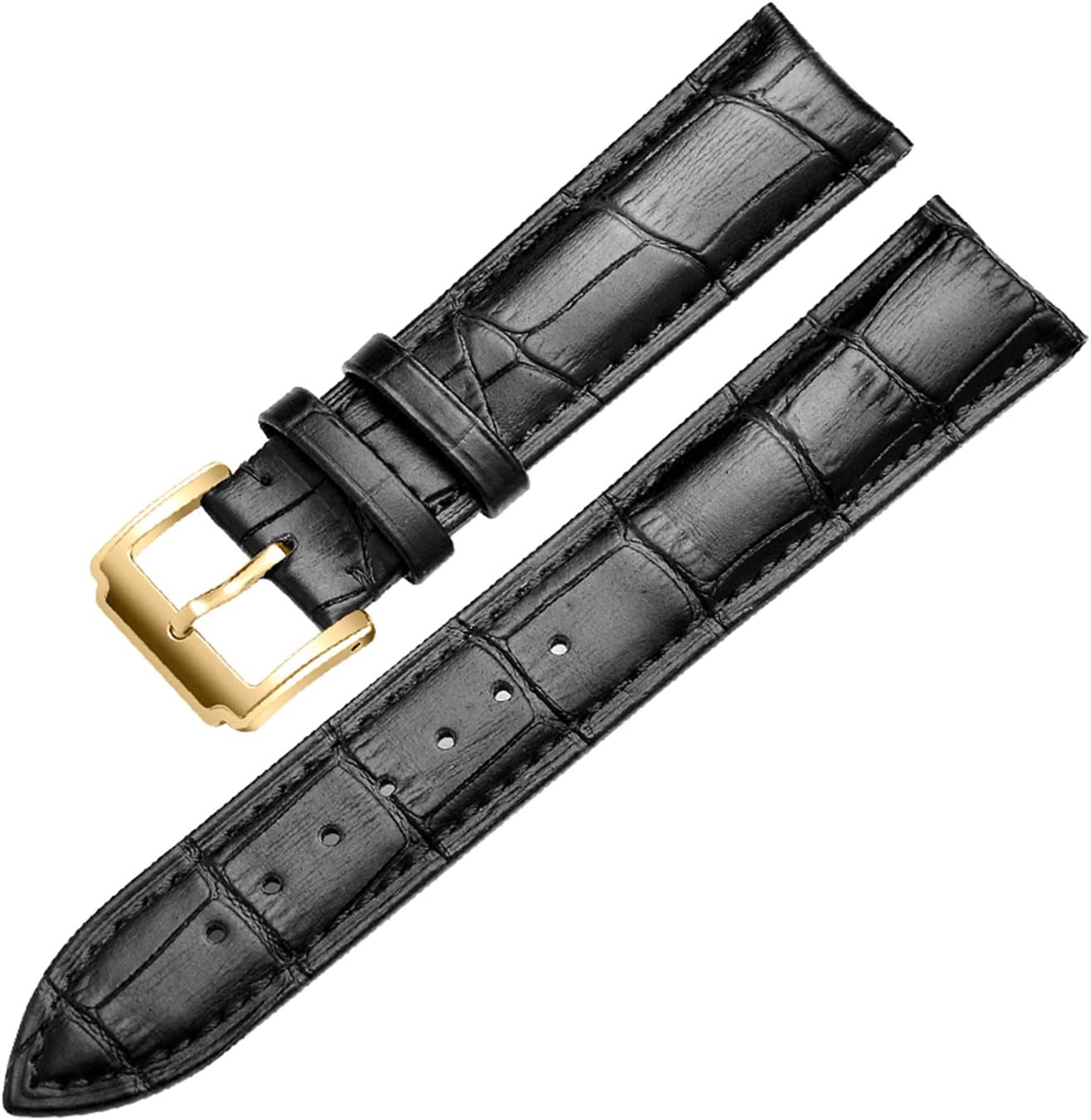 Bracelet De Montre En Cuir Véritable Peau De Veau – 20 Mm – Noir – Neuf