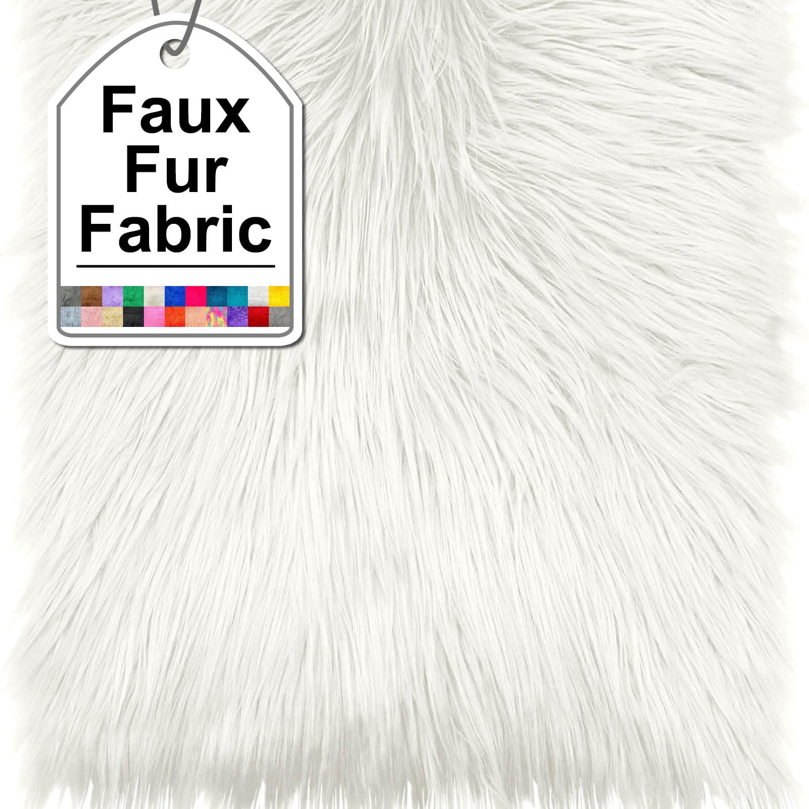 White Faux Fur Fabric Squares, 10x10 Inches Fluffy Faux Fur for DIY Crafts, Fashion Design, Beard, Sewing, Cosplay Costumes, Seat Pads, Rugs, Pillows and Home Decoration Projects
