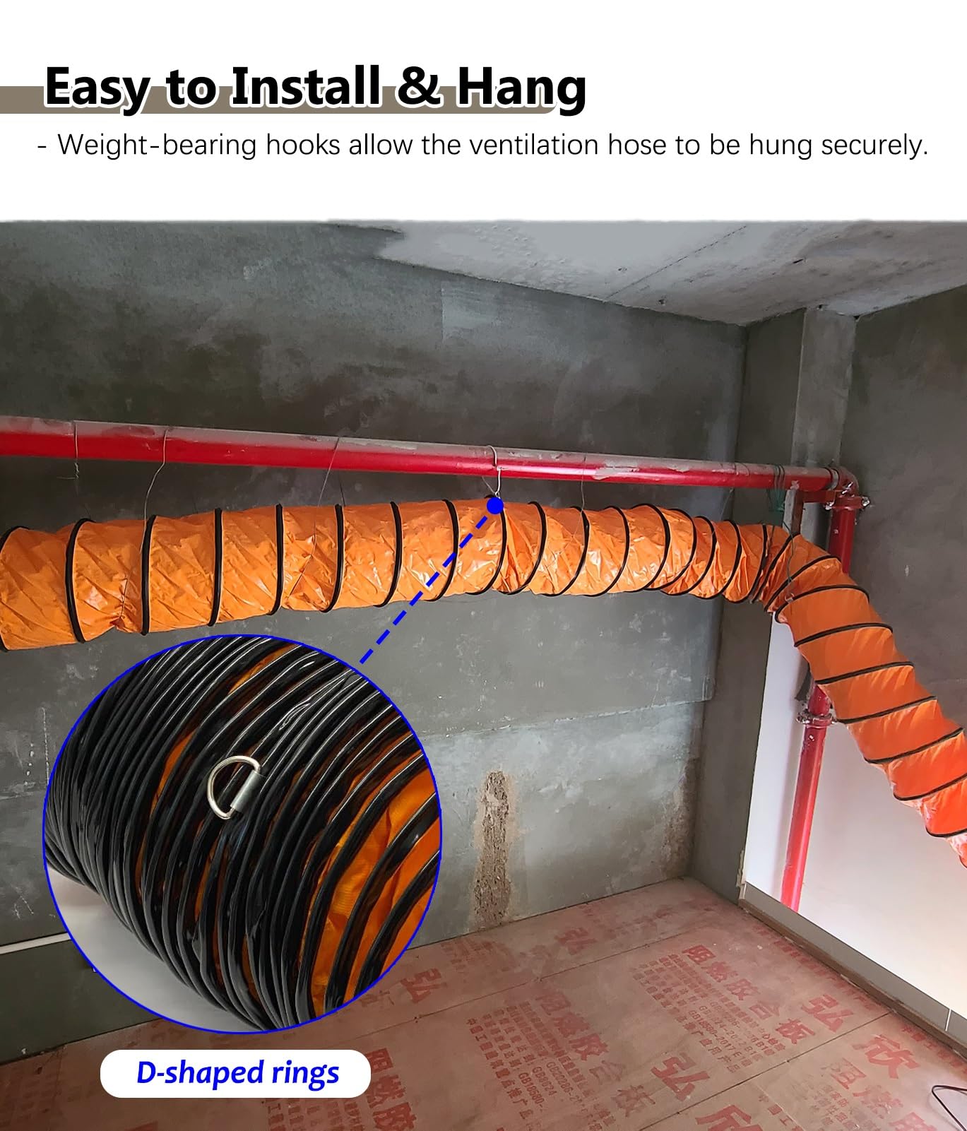 Tubo flessibile regolabile per ventilazione HVAC, cucina/ristorante, tubo di sfiato per ventilatori di scarico, diametro 450 mm, lunghezza 2 m / 6.6ft