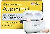 Audien Atom Pro 2 Rechargeable Hearing Aids - Invisible Wireless OTC for Seniors, Noise Cancelling, 48Hr Battery Life