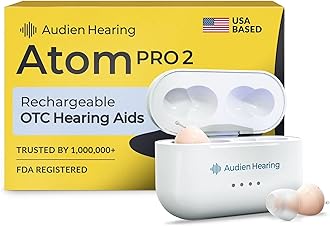 Audien Hearing ATOM PRO 2 Wireless Rechargeable OTC Hearing Aids, Premium Comfort Design and Nearly Invisible