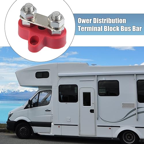 Vista 2 de X AUTOHAUX 1 juego de barra de autobús M8x1.25 Bloque de terminales de potencia de doble perno de batería, poste de conexión de batería DC 48V 150A