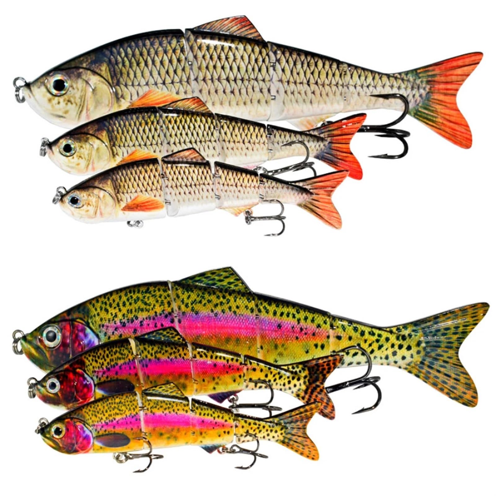 Leurres de pêche à corps articulé en 4 sections avec queue dure