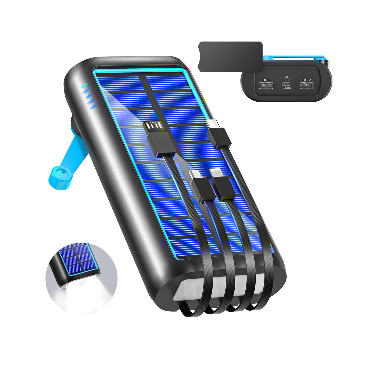 ソーラーモバイルバッテリー 22.5W/PD18W 61200mAh 急速充電 手回し充電 ソーラーチャージャー 防災士監修