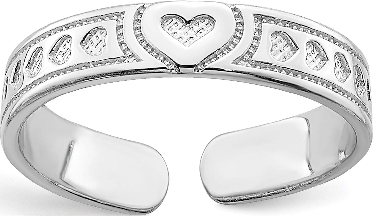 14K White Gold Polished Hearts Toe Ring - Jewelry By Sweet Pea