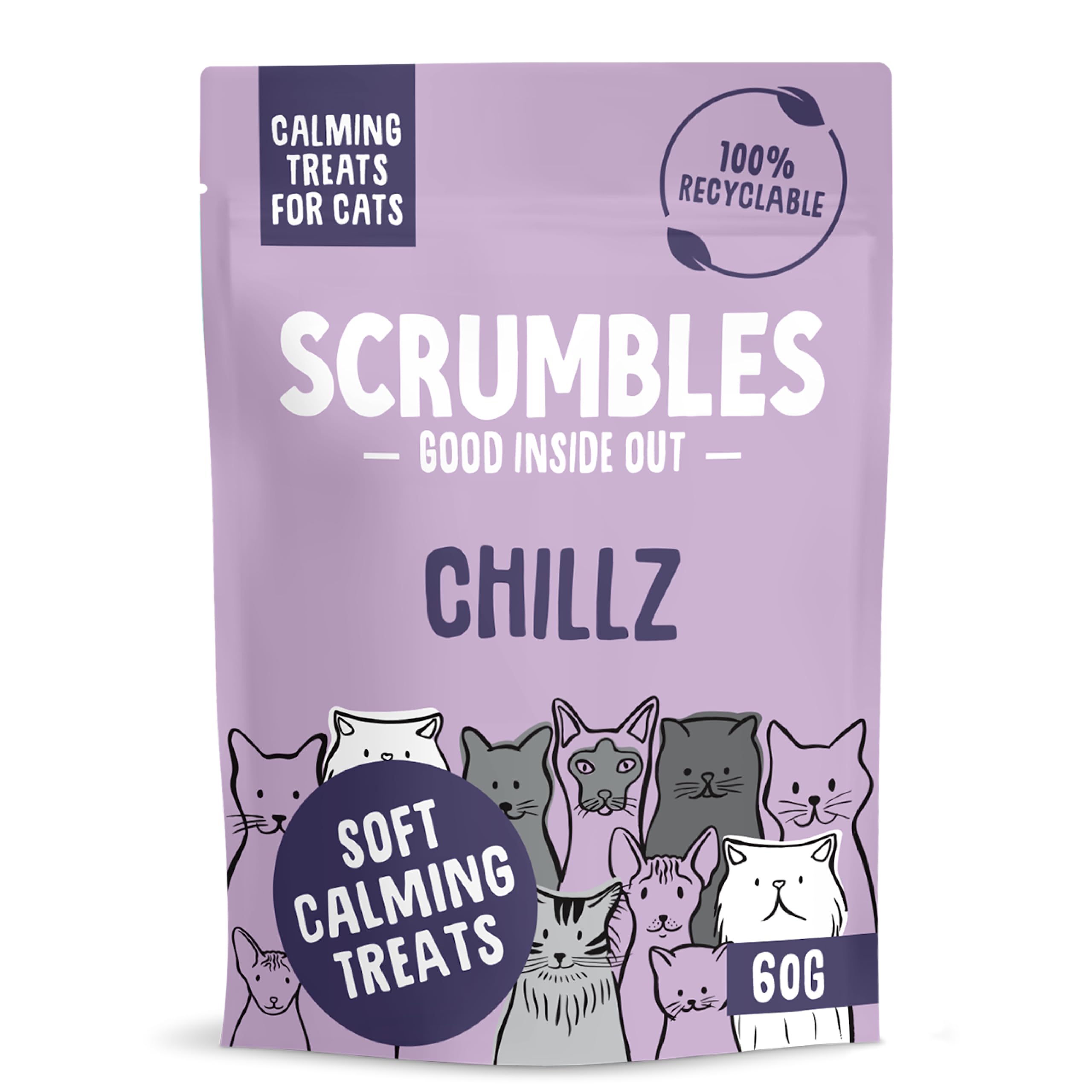 Scrumbles Chillz Calming Cat Treats - Multibuy: 8 x 60g