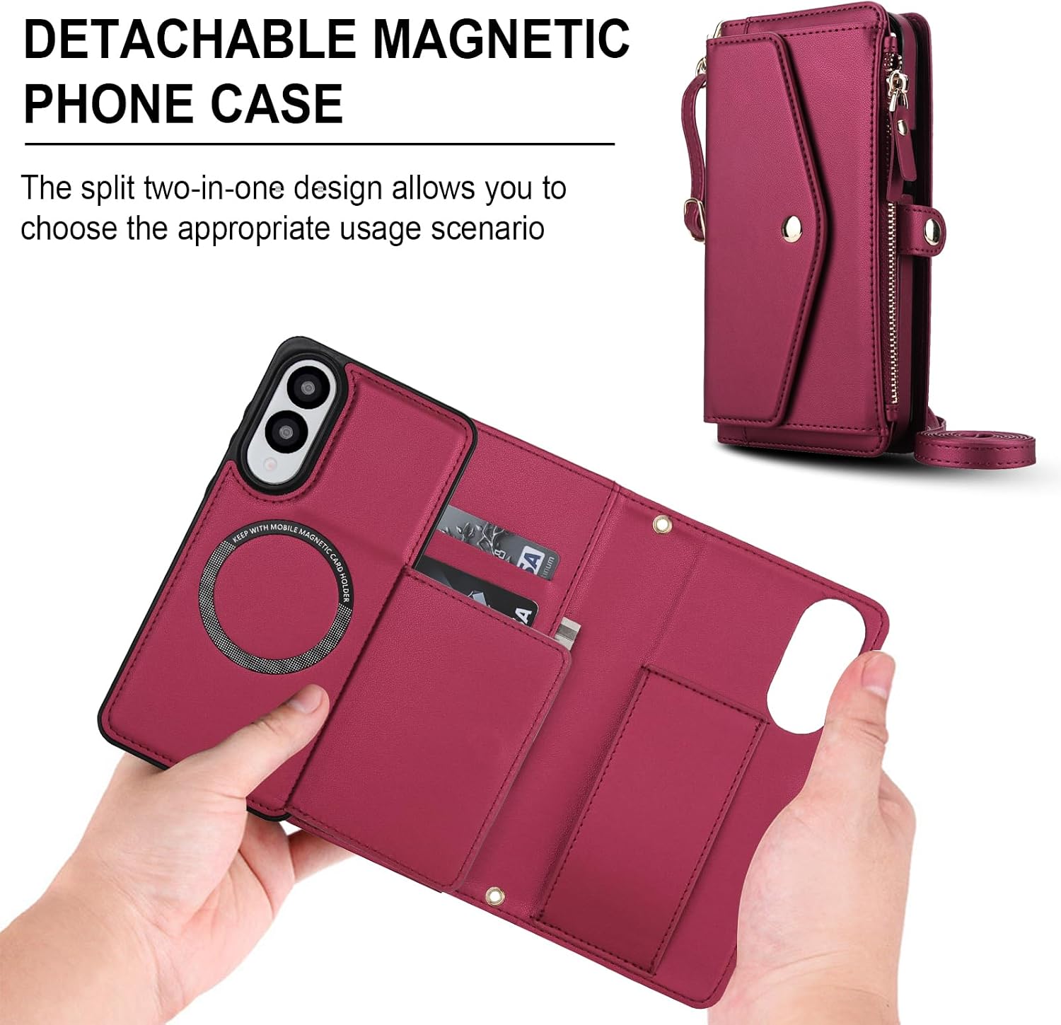 Asuwish Phone Case for Samsung Galaxy S25 FE 5G Wallet Cover Compatible with Magsafe RFID Screen Protector Crossbody Lanyard Strap Flip Card Holder Slot Zipper Cell Purse S 25 EF S25FE 25S 25FE Red