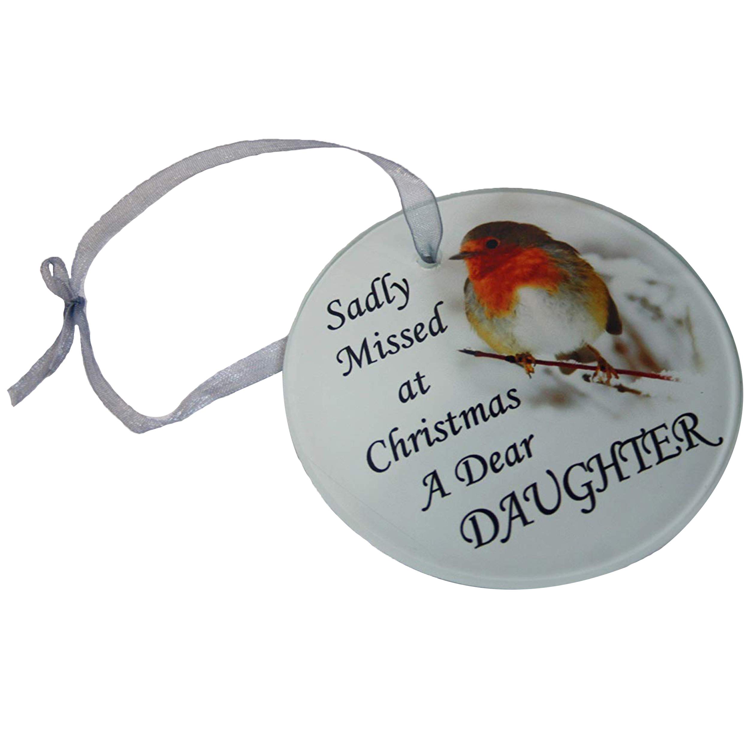 David Fischhoff Robin Christmas Tree Hanging Glass Memorial Ornament - Choice of Relative (Dear Daughter), 5055361742484
