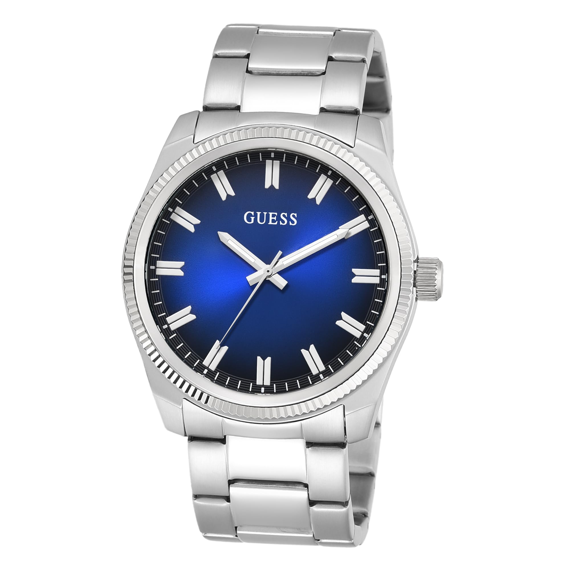 Guess Huck U1485G1M - Reloj analógico redondo de 44 mm con esfera azul para hombre