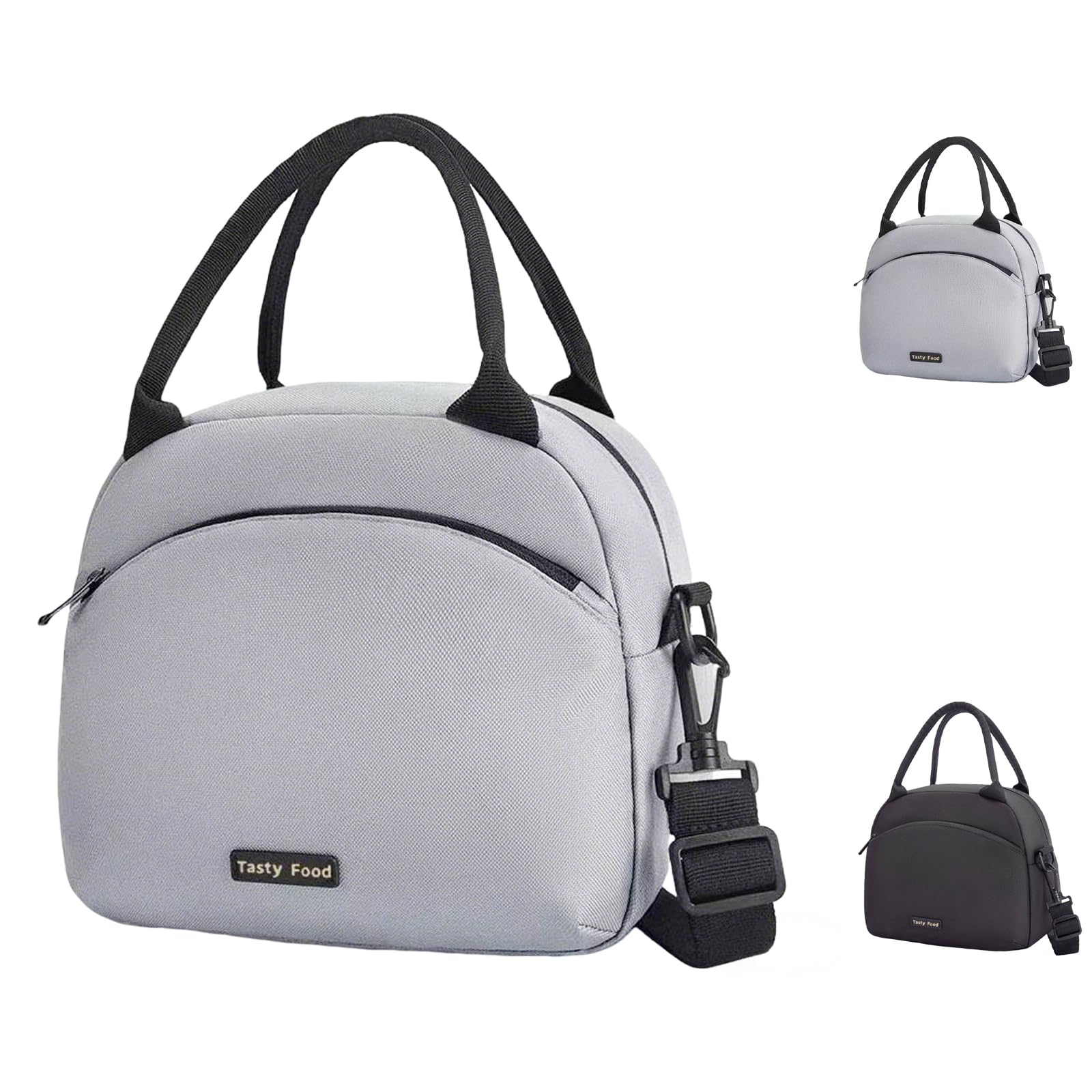 SUOXU Insulated Lunch Bag for Women Men, Leakproof Thermal Cooler Tote Bag with Adjustable Shoulder Strap (Grey)