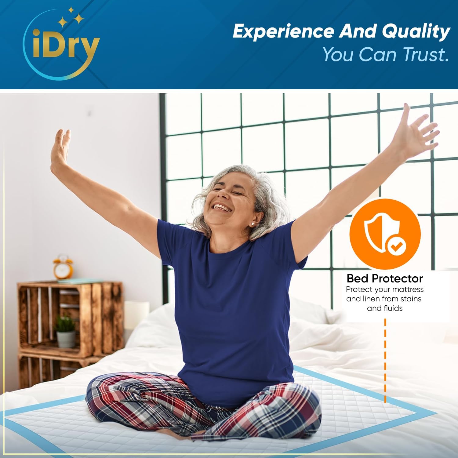 iTimeless Creations iDry Protective Disposable Under Pads 23"x35" Bed Liners, Incontinence Pads, Changing Pads, Chux Pads, Period Sheet Pads, Pee Pads (25 Pads) (4 Packs)