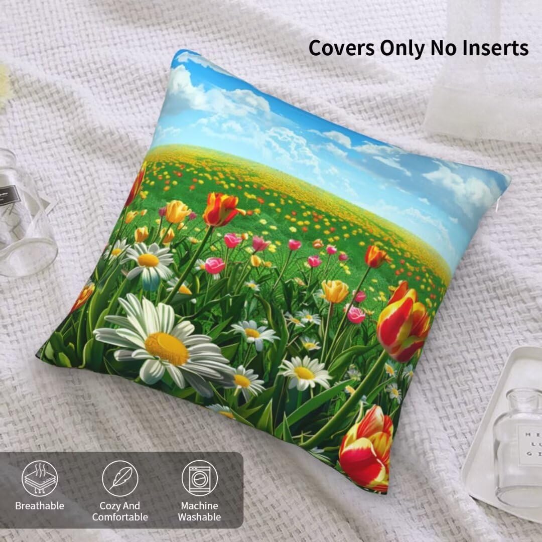 Fundas Cojines 60x60 cm, Terciopelo Funda Cojines Granja De Flores, 2 Piezas Fundas de Cojines Suave Cojines para Sofa, Funda de Almohada Paisajismo Cojines para Sala Sofá Cama Decoración Hogar -TR41